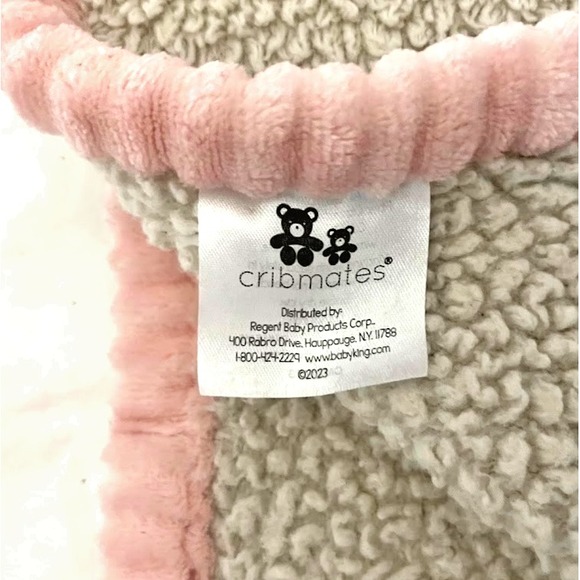 Cribmates Brown Pink Moon Cloud Star Baby Girl Blanket Ribbed Trim Soft Sherpa - Picture 2 of 3